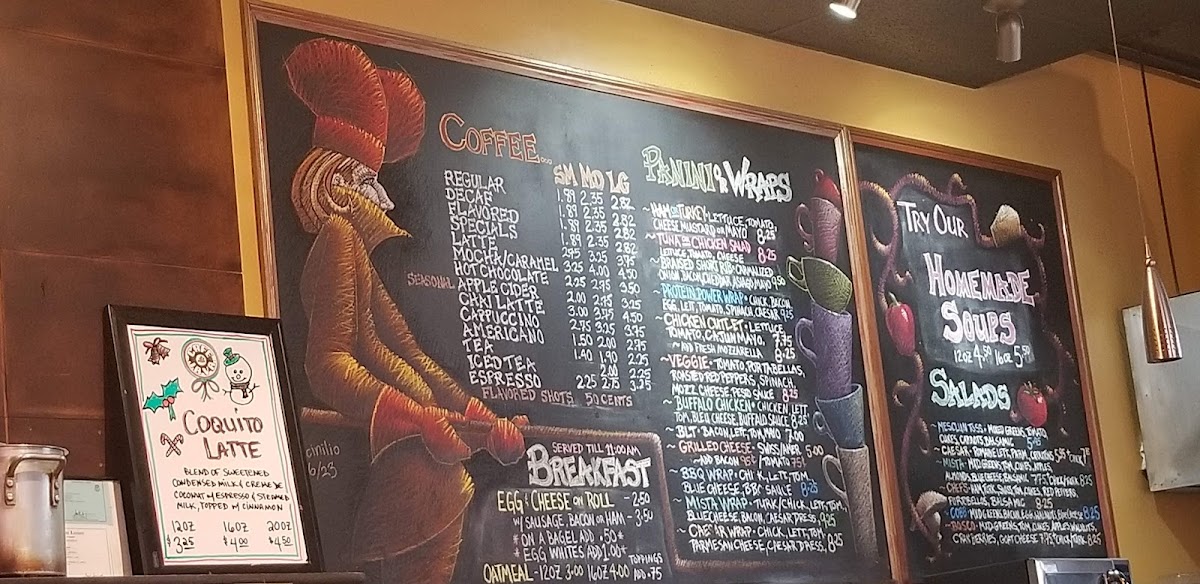 Cafe Java menu board