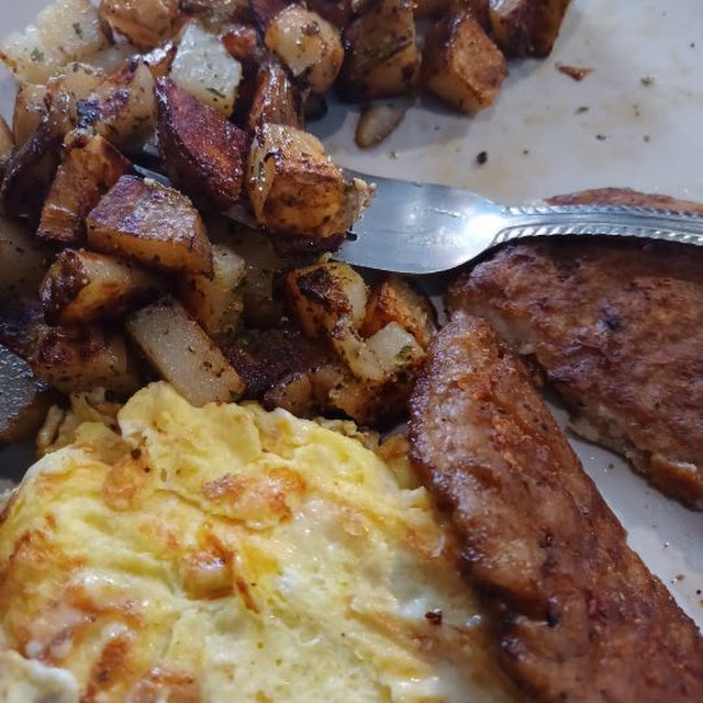 Home Fried Potatoes Cheese Eggs and Sausage