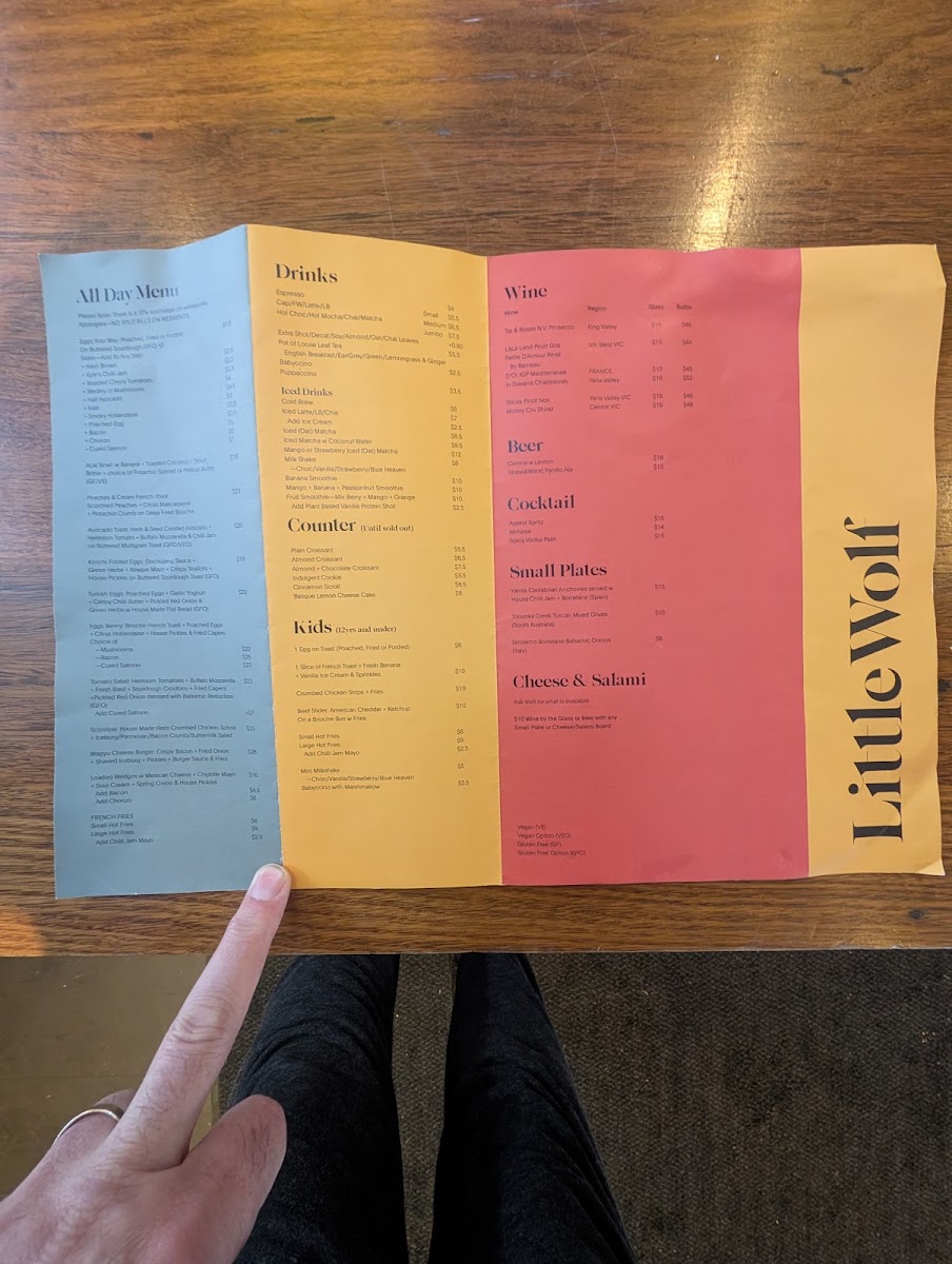 Little Wolf menu board