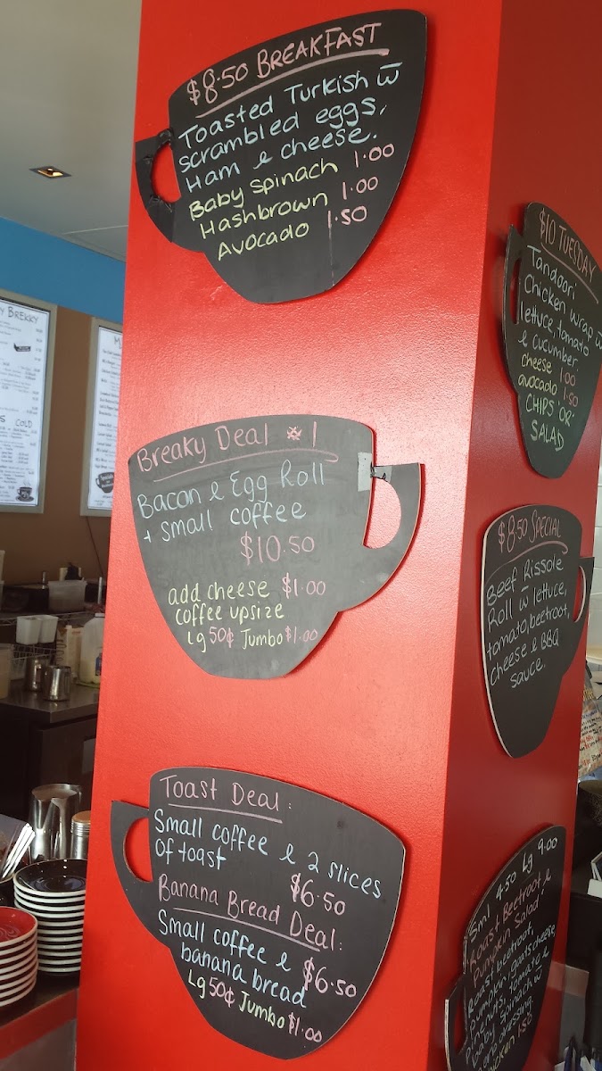AJ’s at Honeysuckle menu board