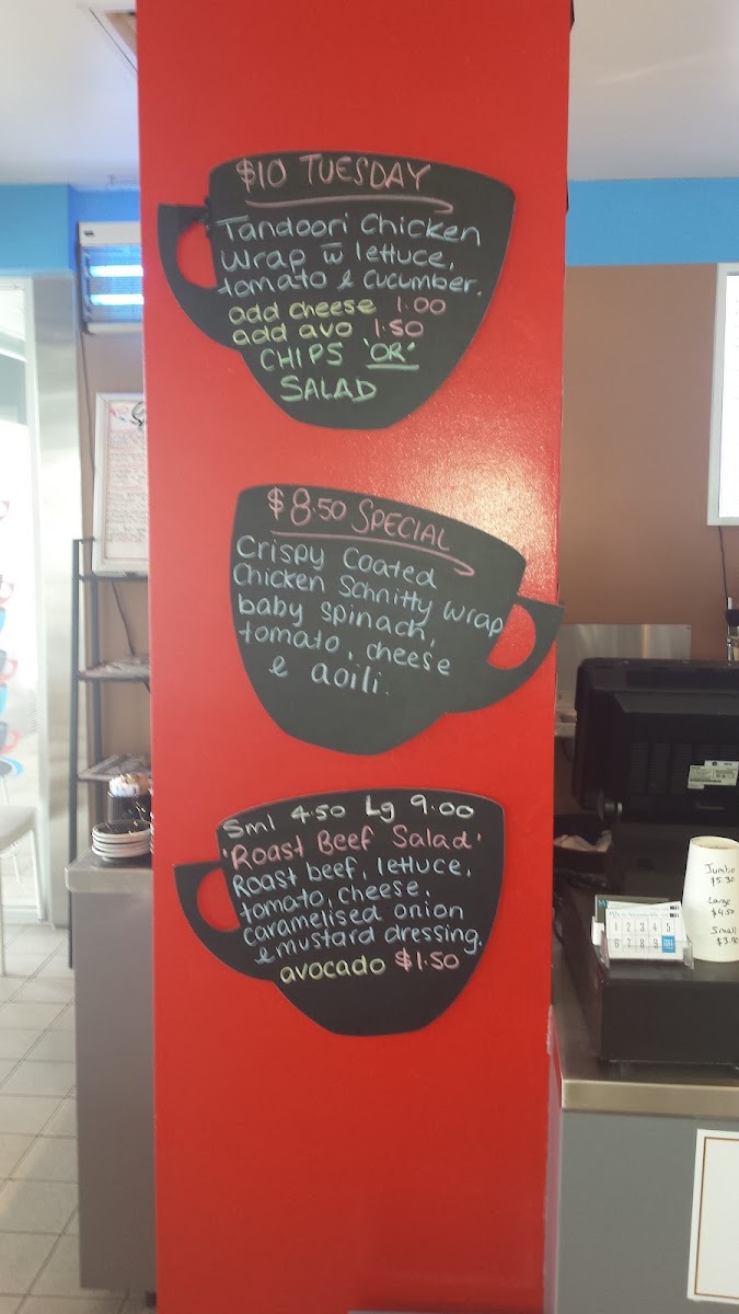AJ’s at Honeysuckle menu board