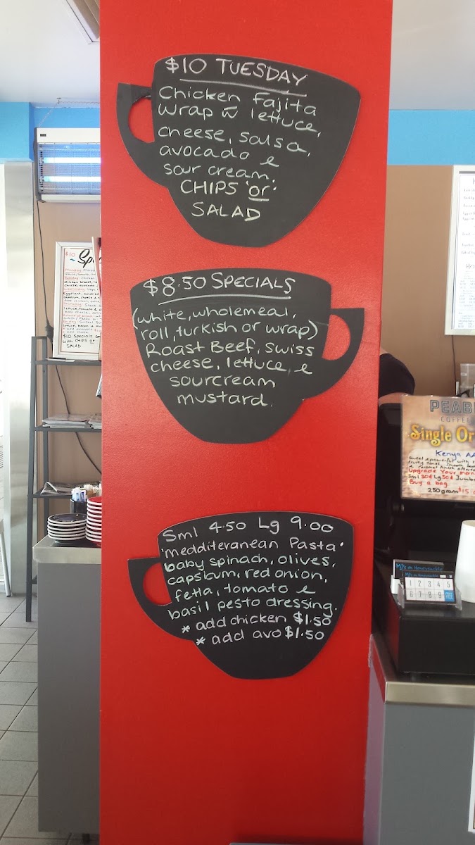 AJ’s at Honeysuckle menu board