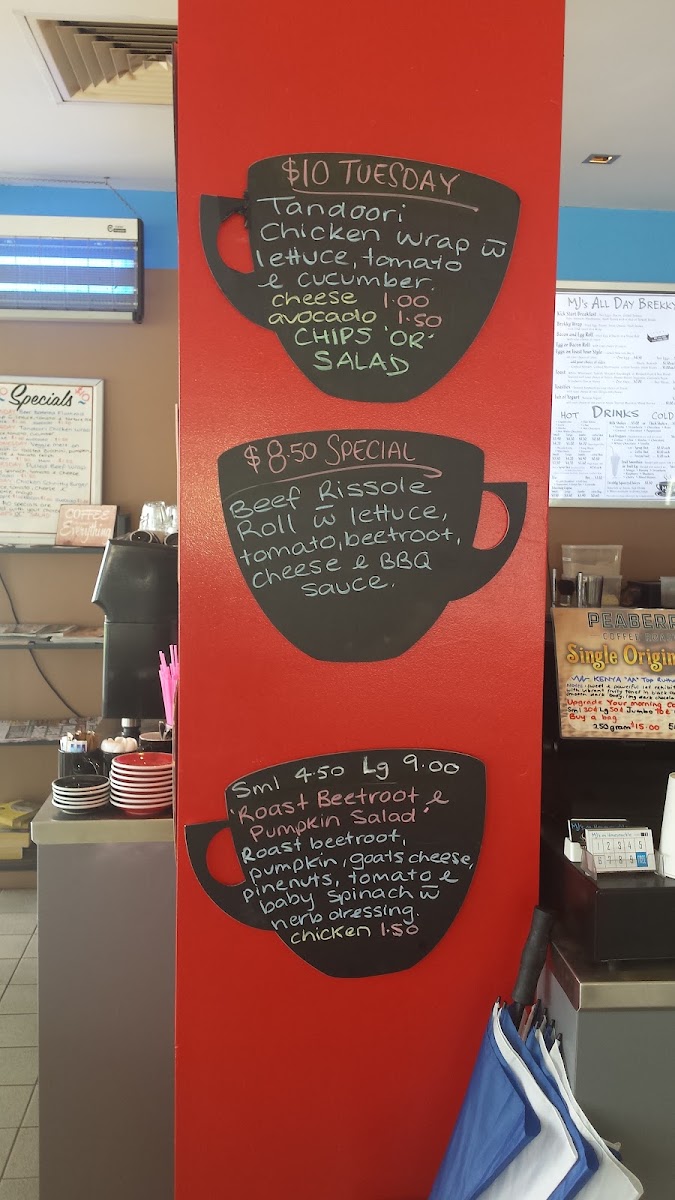 AJ’s at Honeysuckle menu board
