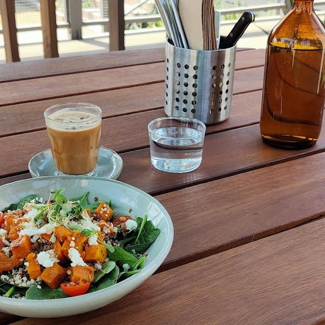 Salad and Iced Latté