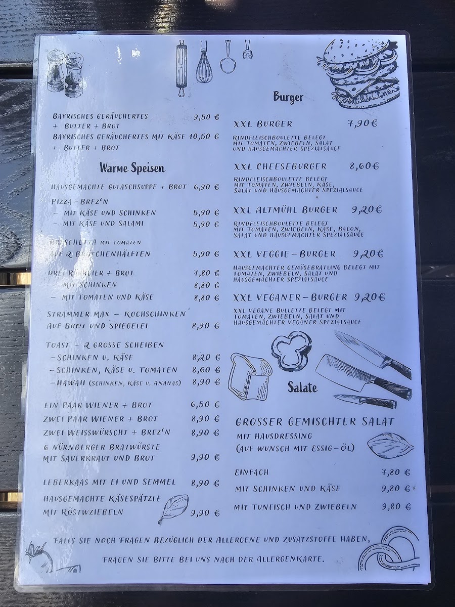 Cafe Altmühl menu board