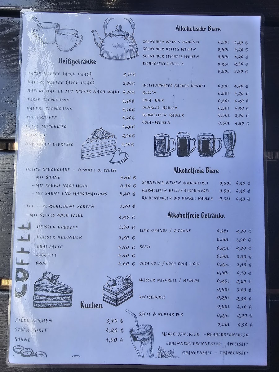 Cafe Altmühl menu board
