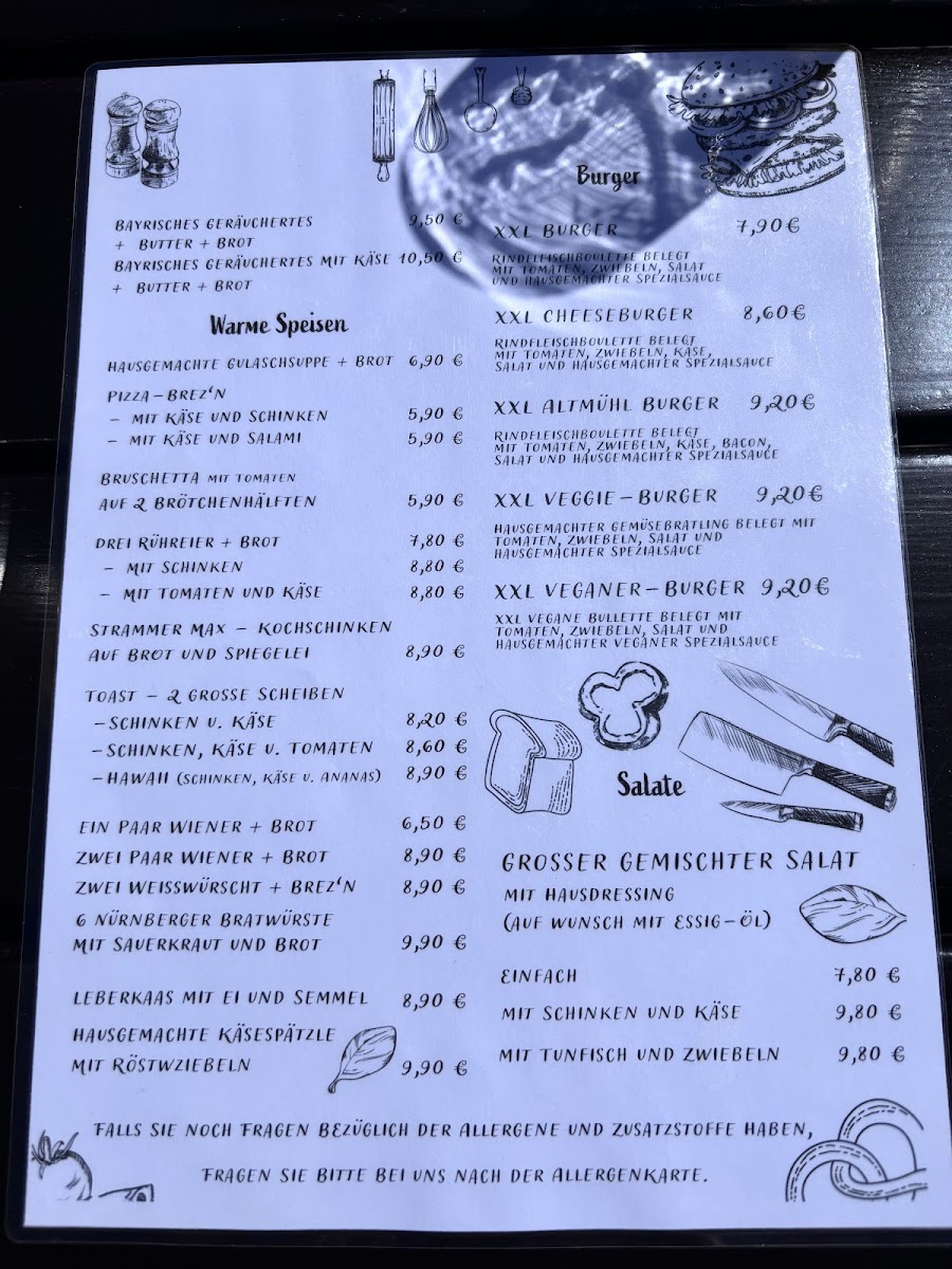Cafe Altmühl menu board