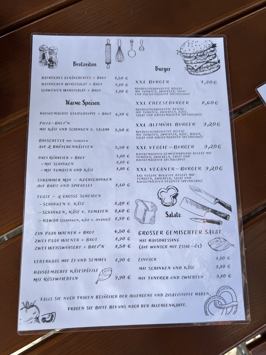 Cafe Altmühl menu board