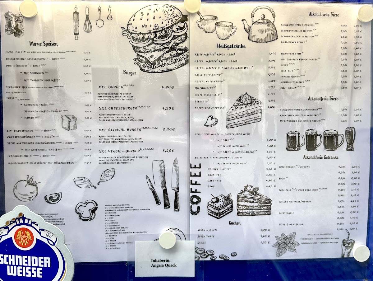 Cafe Altmühl menu board