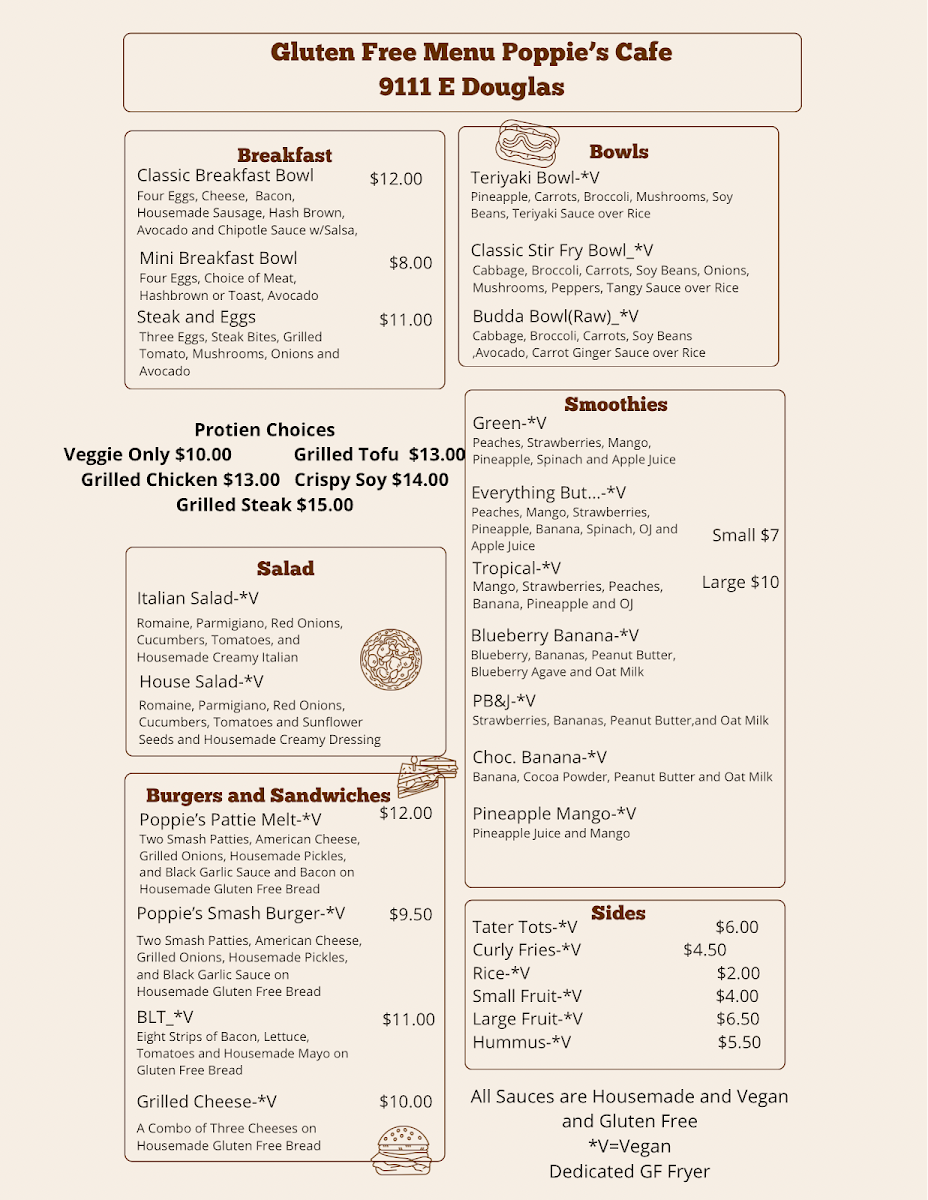 Poppie's Cafe menu board
