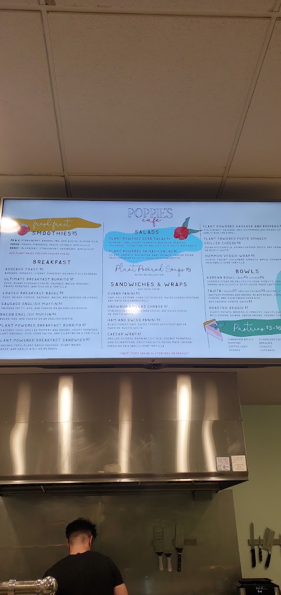 Poppie's Cafe menu board