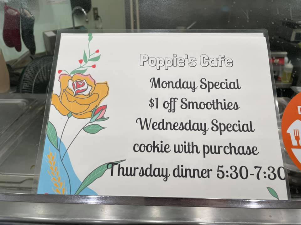 Poppie's Cafe menu board