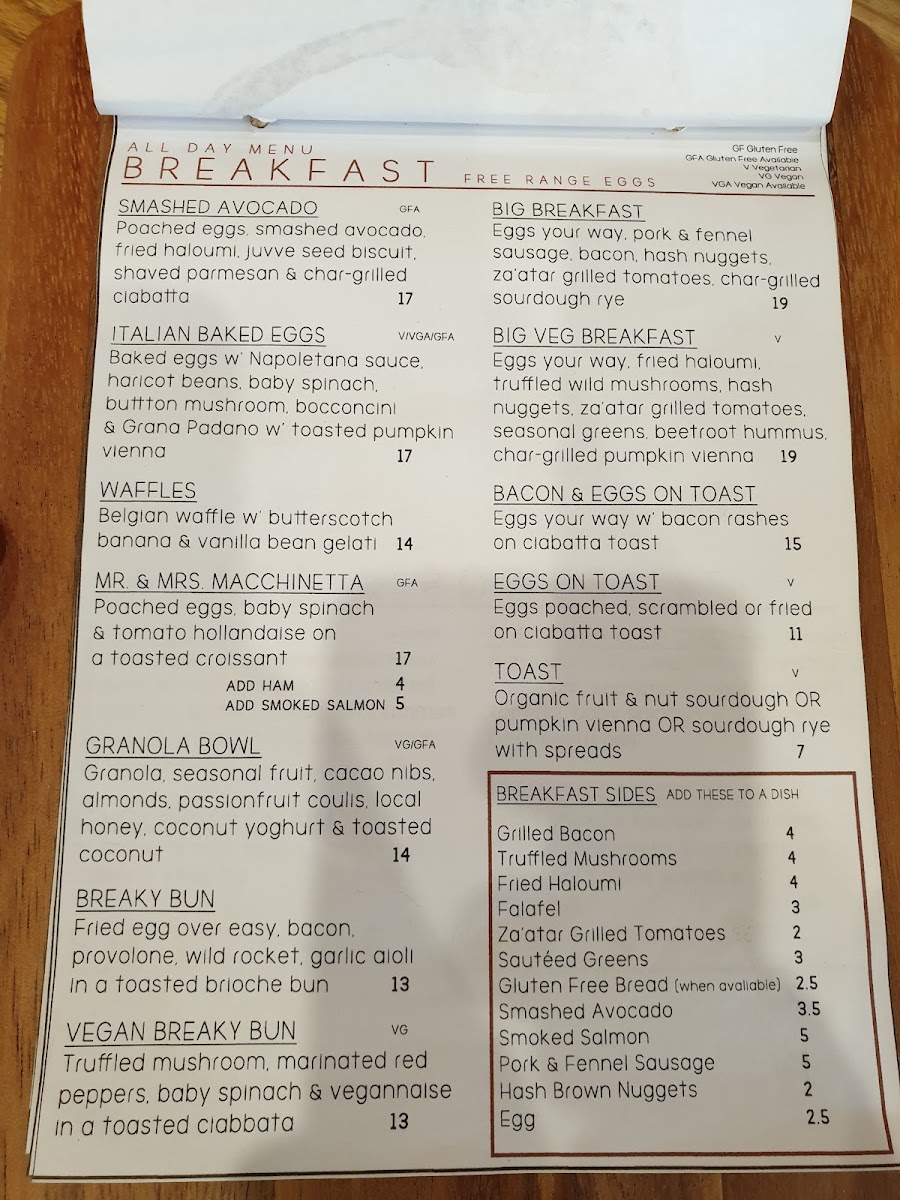 Macchinetta Coffee House menu board