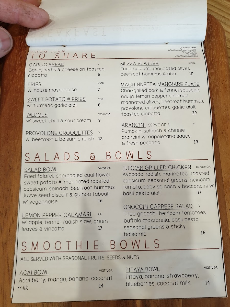 Macchinetta Coffee House menu board