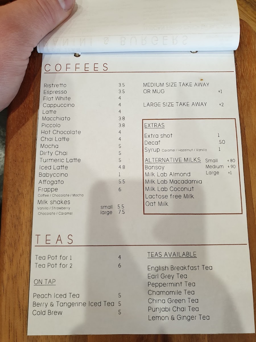 Macchinetta Coffee House menu board
