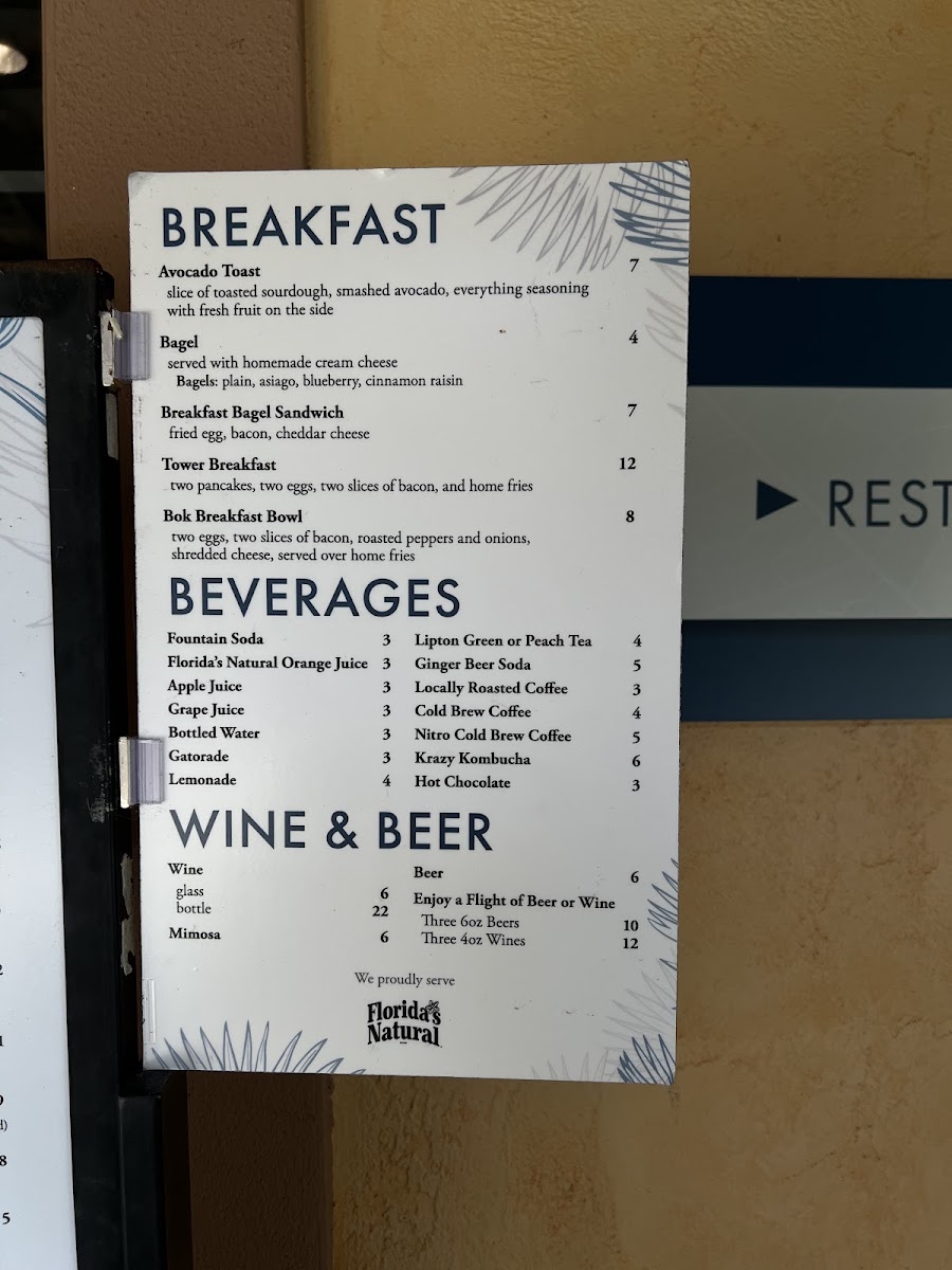 Blue Palmetto Cafe menu board