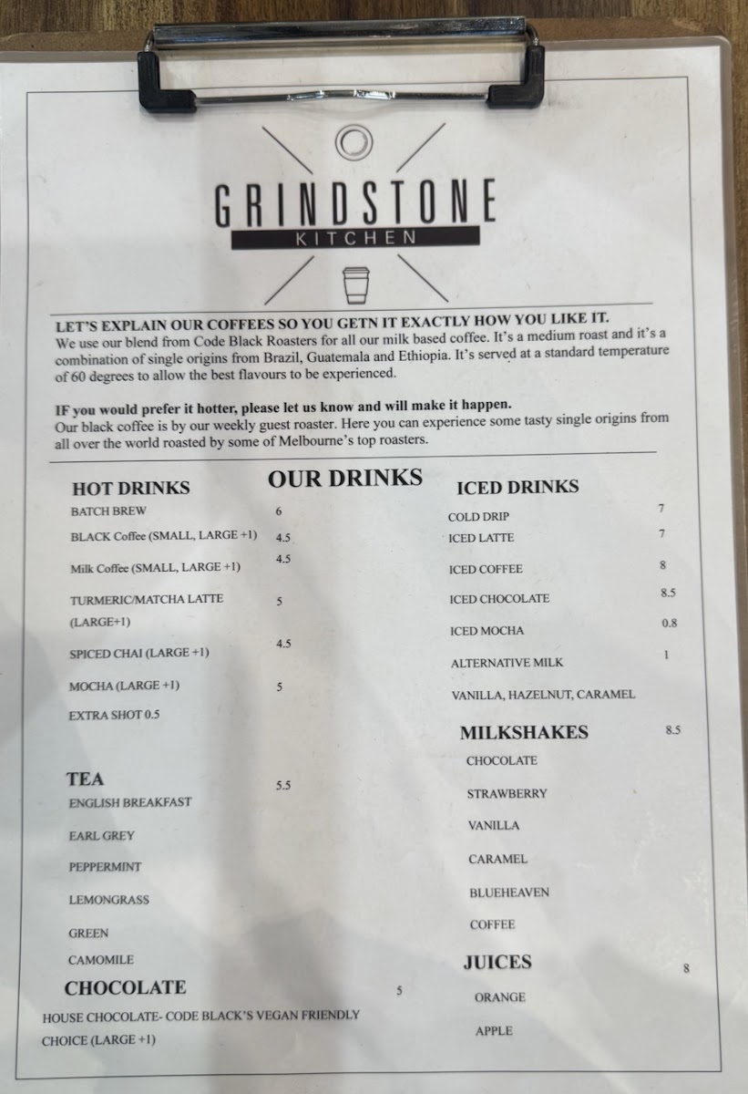 Grindstone Kitchen menu board