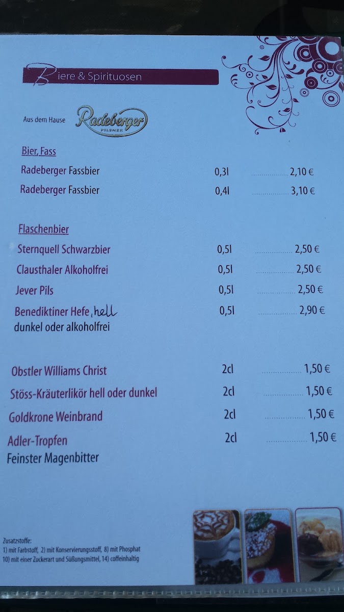 Dorfcafé Hohendorf Inh. Janet Klug menu board
