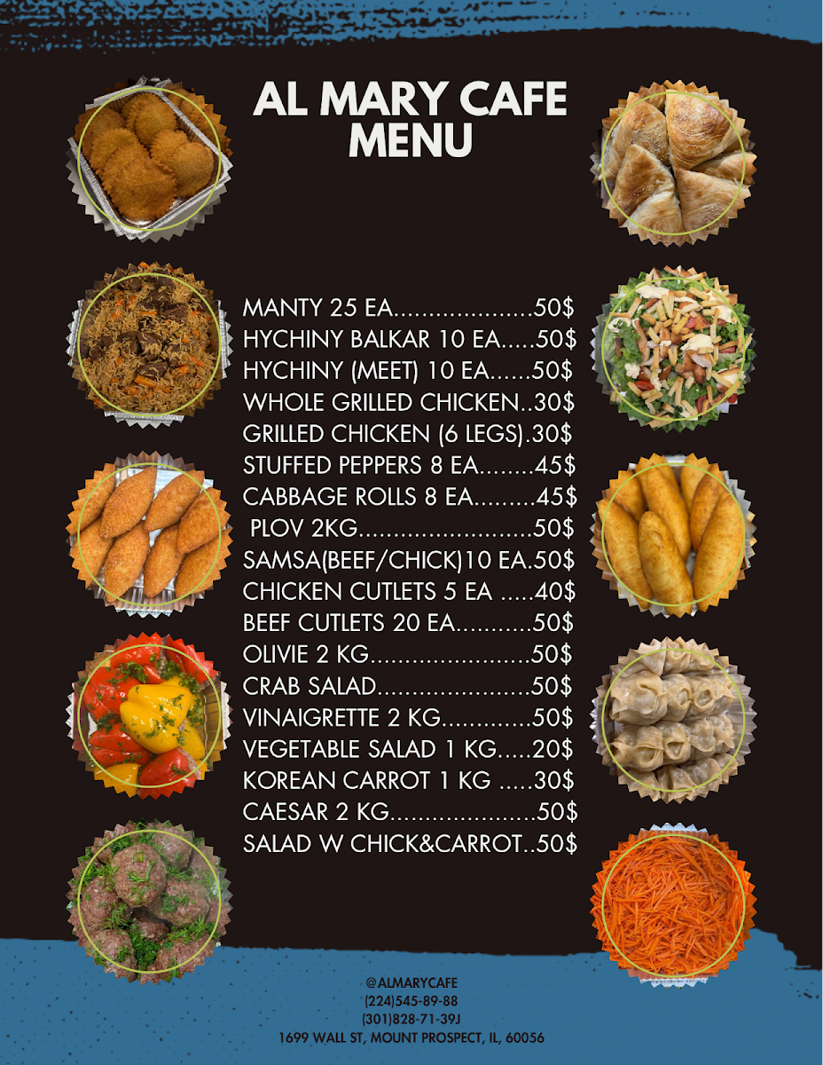 Al Mary Cafe menu board