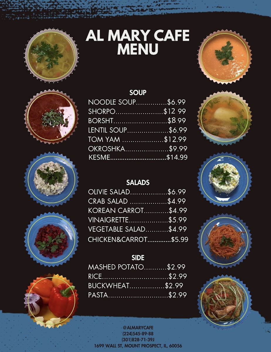 Al Mary Cafe menu board