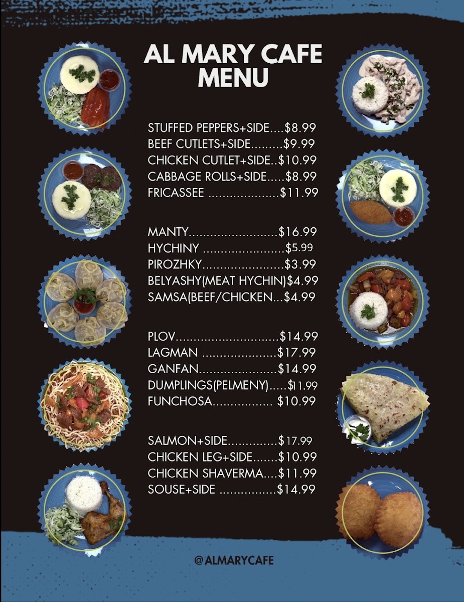 Al Mary Cafe menu board