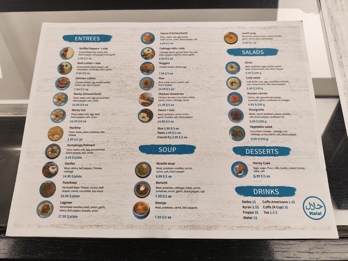 Al Mary Cafe menu board