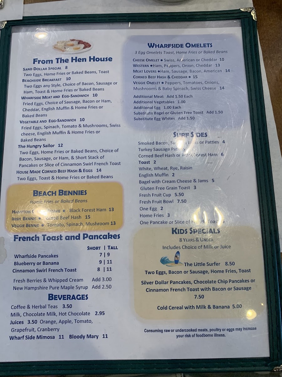 Wharfside Cafe menu board