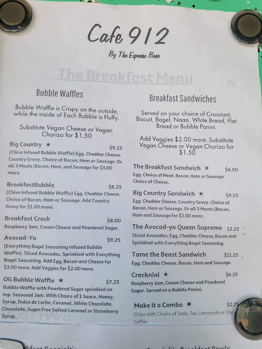 Cafe 912 By The Espresso Base Lil Mint Trailer menu board
