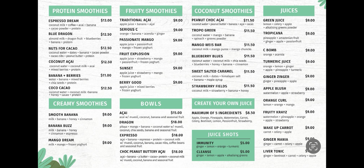 Nobbys Shack menu board