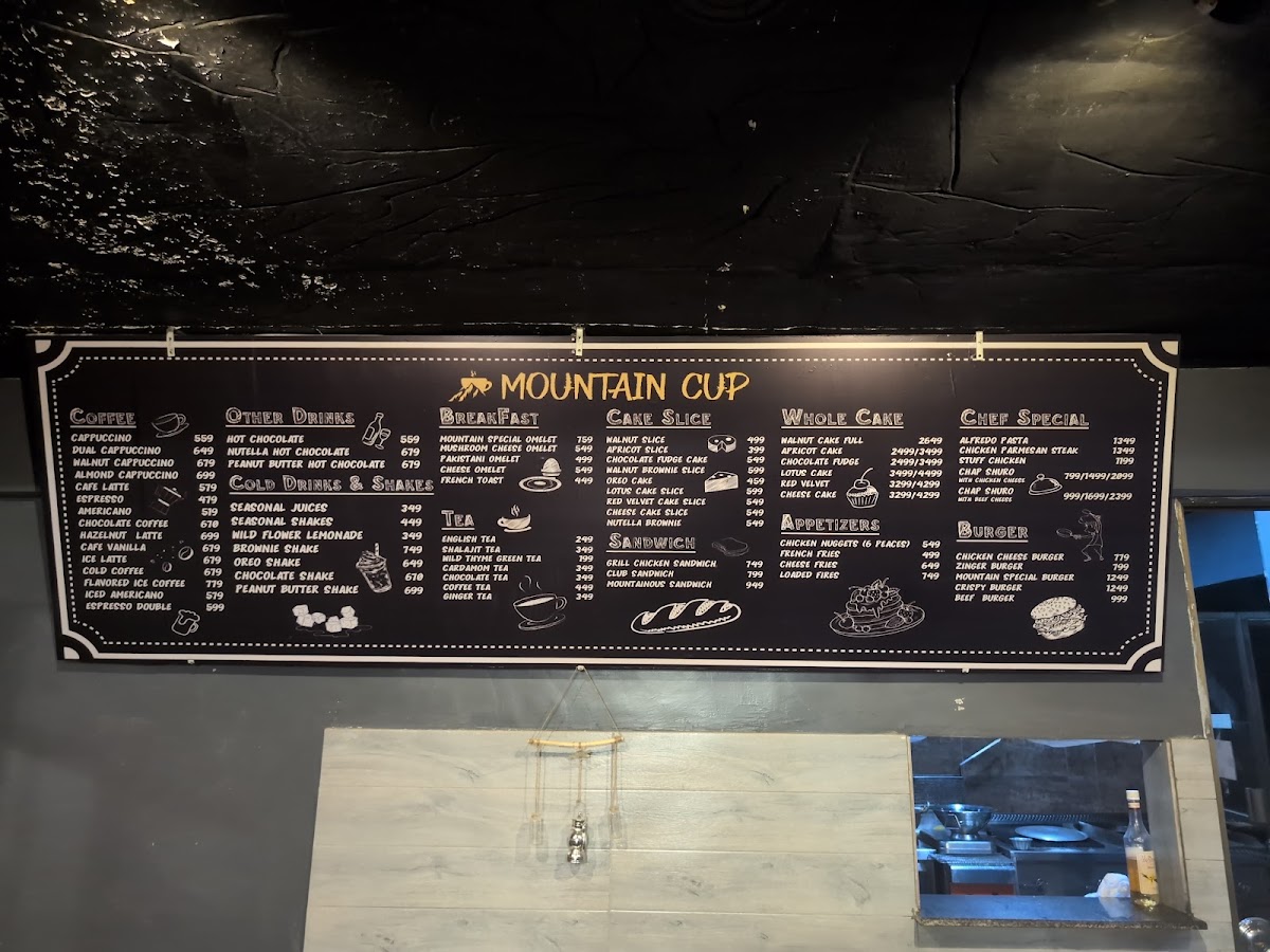 Mountain Cup Cafe menu board