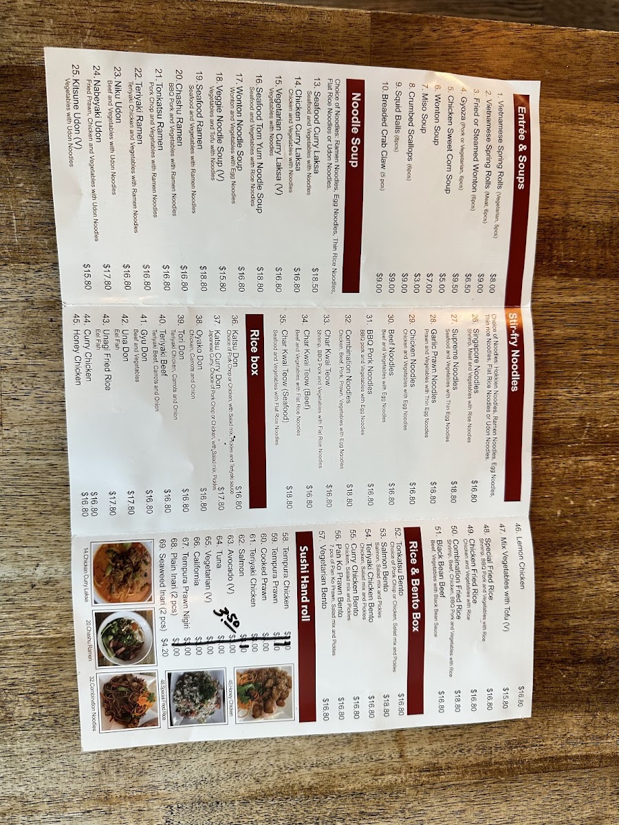Hand Wok Cafe menu board