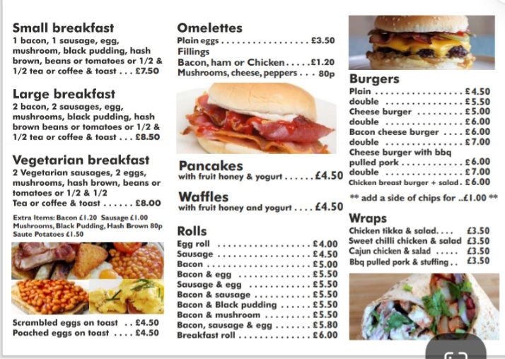 The Roadhouse Cafe menu board