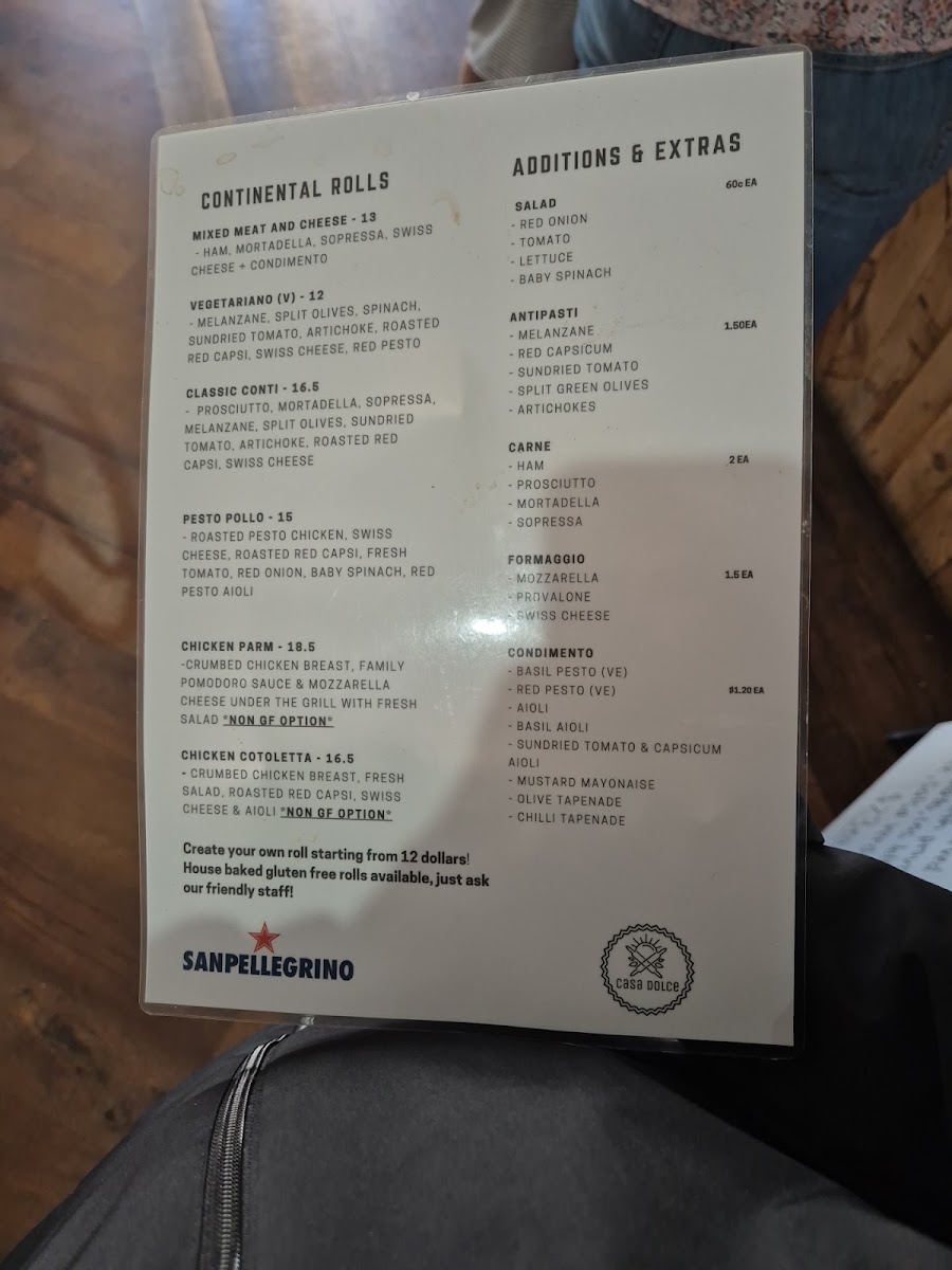 Casa Dolce menu board