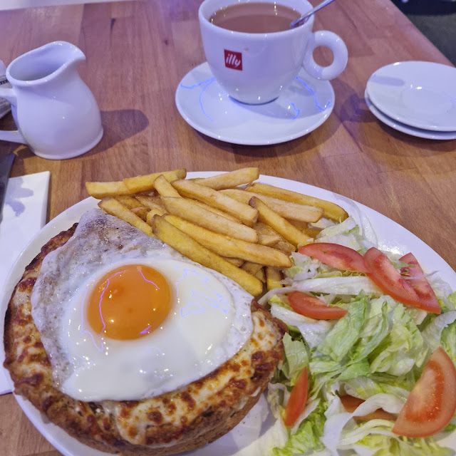 Croque Madame with Fries and Salad