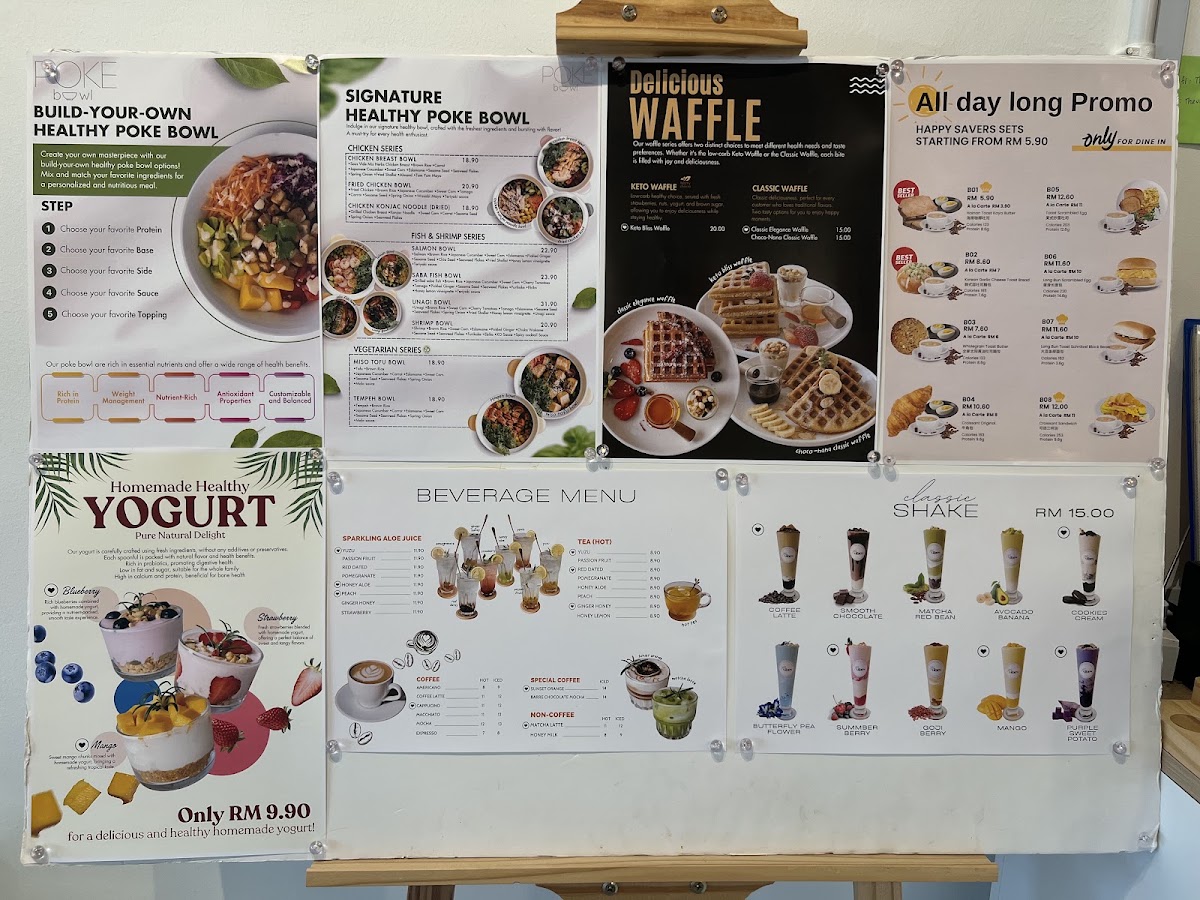 The Vibes Nutrition Cafe menu board