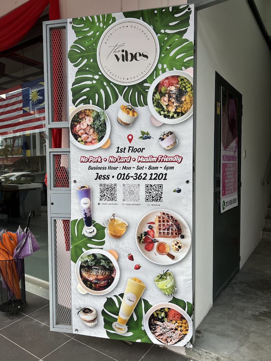 The Vibes Nutrition Cafe menu board