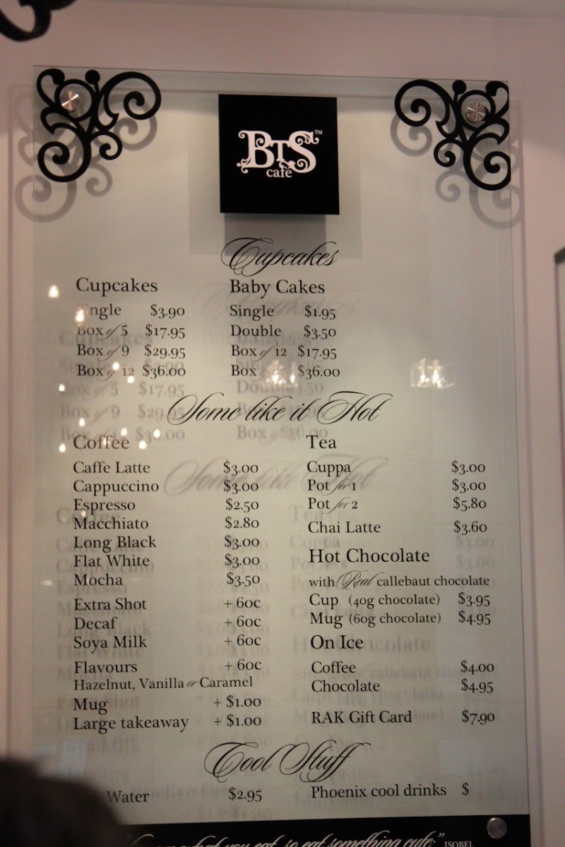 BTS Cafe menu board