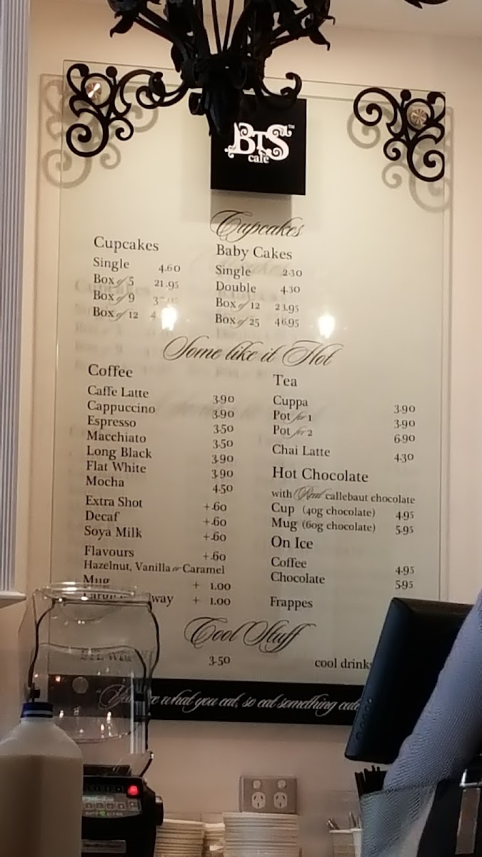 BTS Cafe menu board