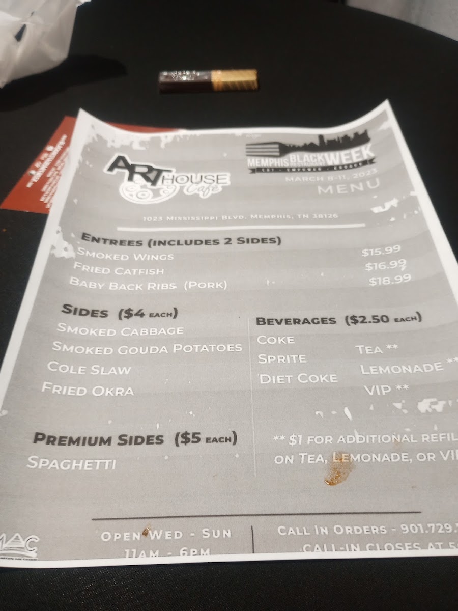 Art House Café menu board