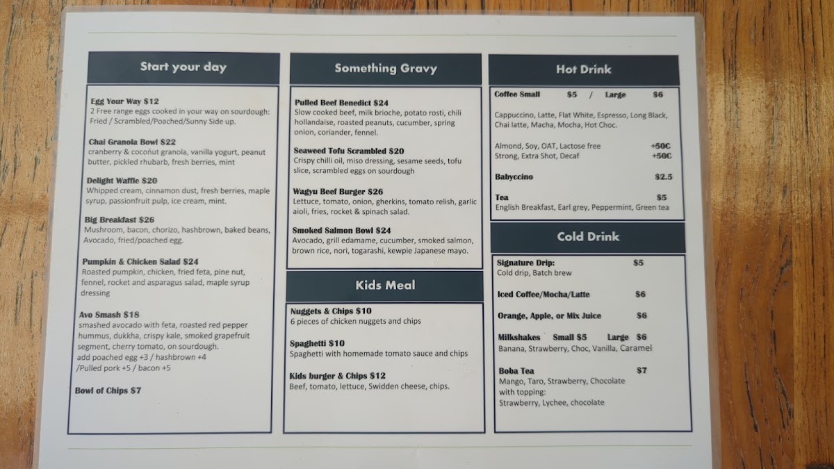 GREAT RYRIE coffee & bites menu board