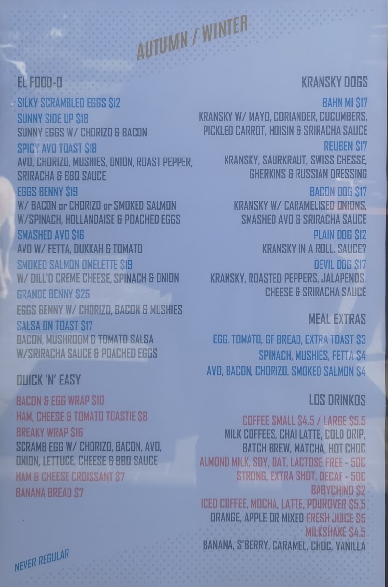 GREAT RYRIE coffee & bites menu board