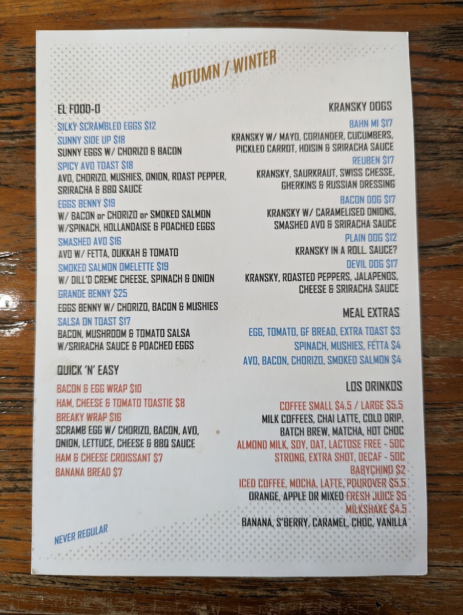 GREAT RYRIE coffee & bites menu board