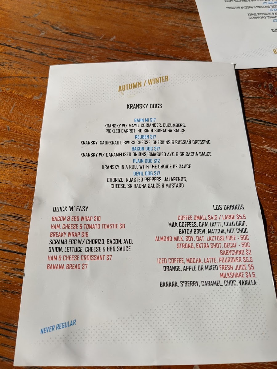 GREAT RYRIE coffee & bites menu board
