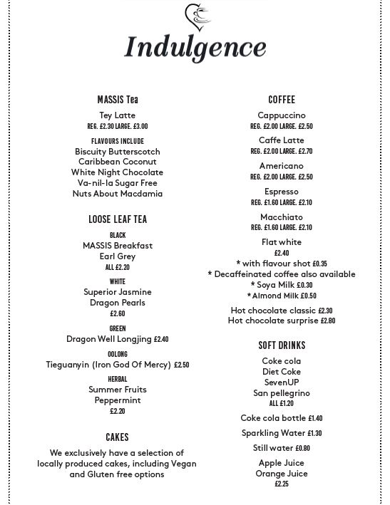 Indulgence menu board