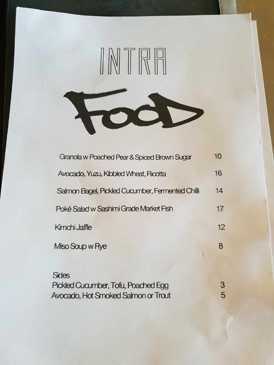 INTRA PRVN menu board