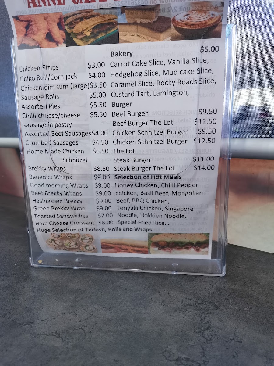 Anne Cafe Lunch Bar menu board