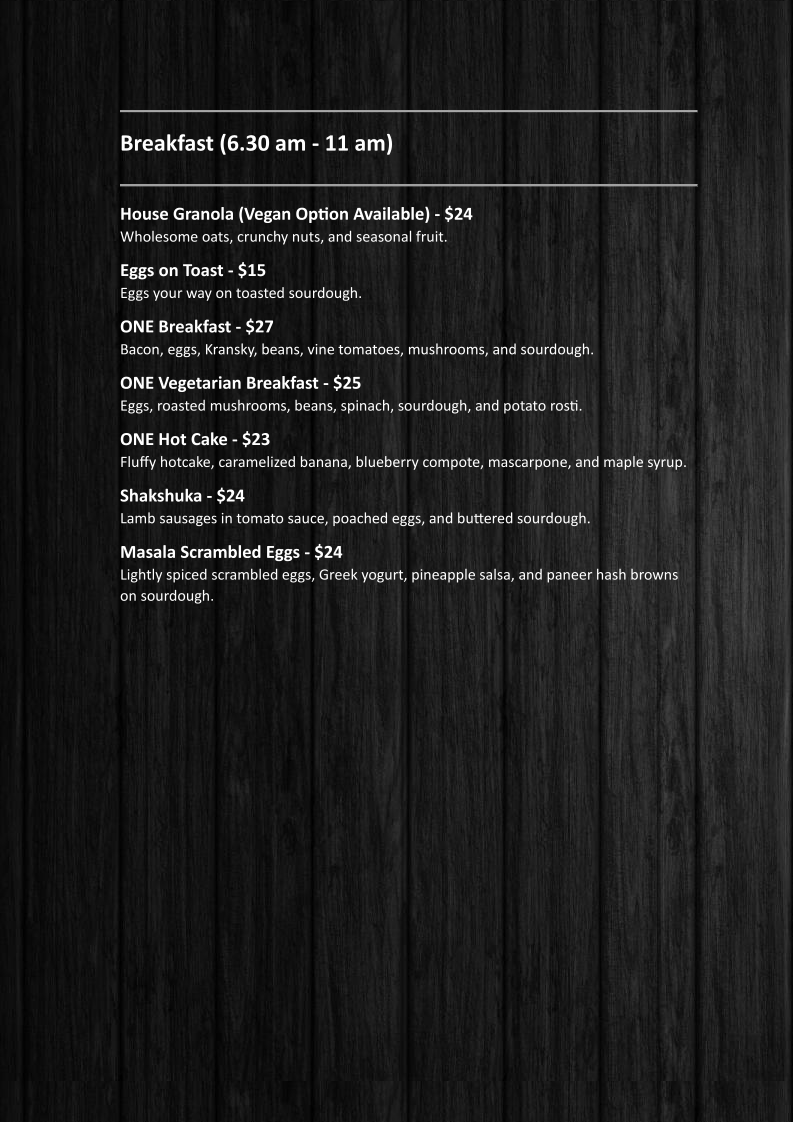 ONE - Onehunga Neighbourhood Eatery menu board