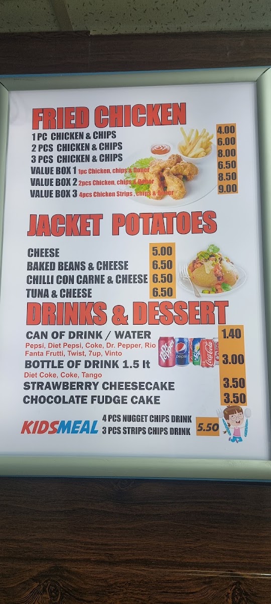 Bari Grill menu board