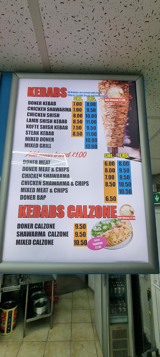Bari Grill menu board