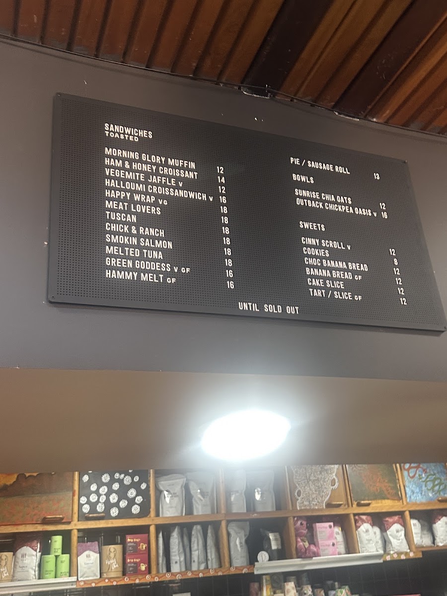 Ininti Cafe & Souvenirs menu board